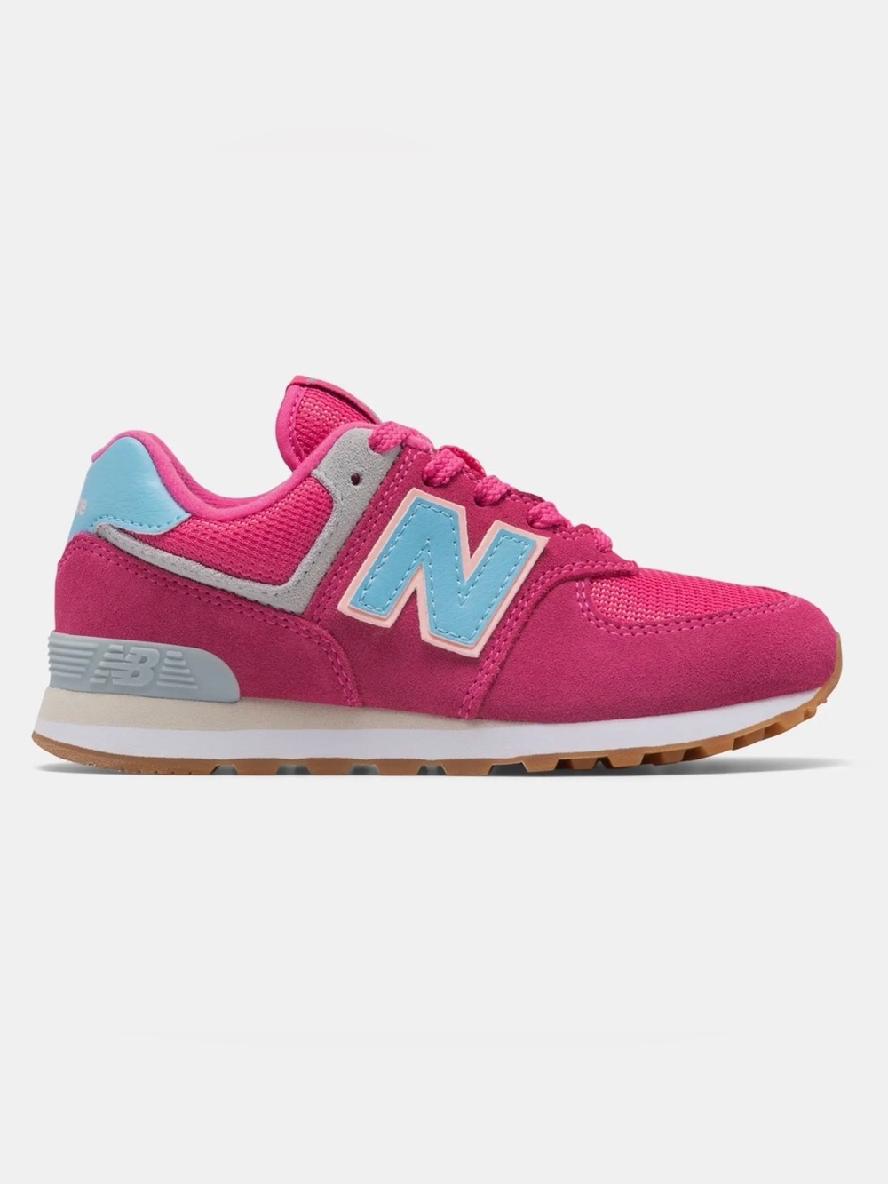 New Balance Pink and Blue 574 Core Lace-Up Sneakers